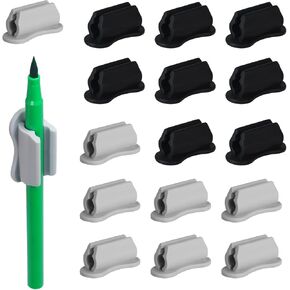 16 Pack Upgraded Pencil Holders for Desk，Adhesive Pen Holder for Classroom Clipboard，Silicone Pencil Holder/Marker Holder for Kids School Teacher Supplies（Black）