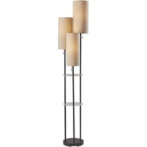 Adesso 4305-01 Trio Shelf Floor Lamp, 68 in., 3 x 40W Type A (Not Included), Black w/Antique Brass Accents, Floor Lamps