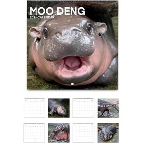 2025 Moo Deng Calendar, 2025 Moo Deng Pygmy Hippo Hangable Monthly Wall Calendar, Moo Deng Fan Hippo Wall Calendar