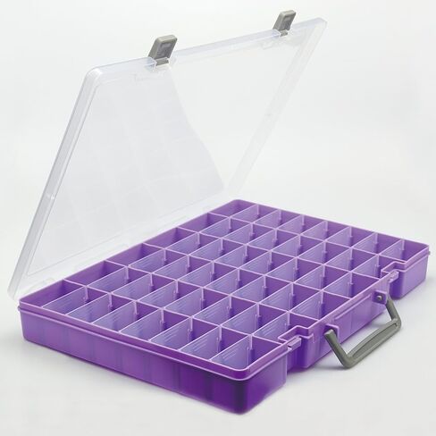 Large 48 Grids Transparent Plastic Organizer Box, Adjustable Compartment Craft Storage Container, Small Parts Organizer, Bead Organizers and Storage (Purple) in Saudi Arabia
