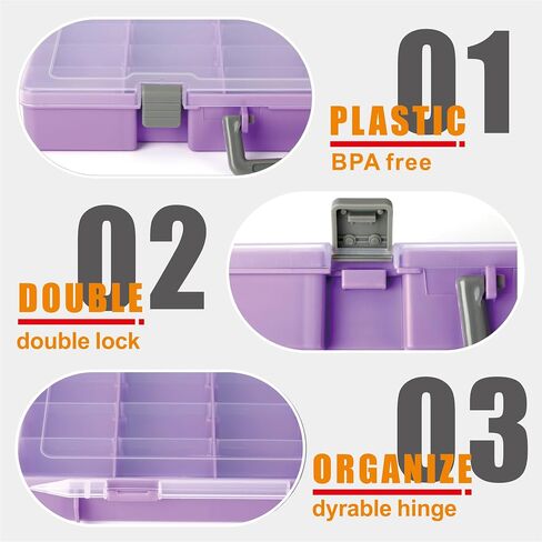 Large 48 Grids Transparent Plastic Organizer Box, Adjustable Compartment Craft Storage Container, Small Parts Organizer, Bead Organizers and Storage (Purple) in Saudi Arabia