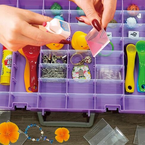 Large 48 Grids Transparent Plastic Organizer Box, Adjustable Compartment Craft Storage Container, Small Parts Organizer, Bead Organizers and Storage (Purple) in Saudi Arabia