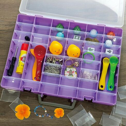 Large 48 Grids Transparent Plastic Organizer Box, Adjustable Compartment Craft Storage Container, Small Parts Organizer, Bead Organizers and Storage (Purple) in Saudi Arabia