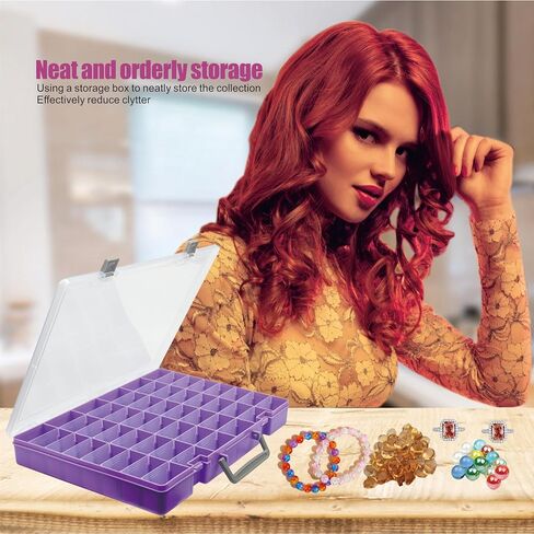 Large 48 Grids Transparent Plastic Organizer Box, Adjustable Compartment Craft Storage Container, Small Parts Organizer, Bead Organizers and Storage (Purple) in Saudi Arabia