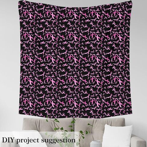 Pink Ribbon Fabric by The Yard,Breast Cancer Awareness Upholstery Fabric,Breast Cancer Survivor Gifts Decorative Fabric,DIY Craft Patchwork Outdoor Fabric for Sewing Quilting,1 Yard,Pink Black in Kuwait