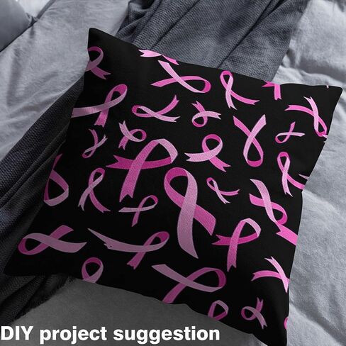 Pink Ribbon Fabric by The Yard,Breast Cancer Awareness Upholstery Fabric,Breast Cancer Survivor Gifts Decorative Fabric,DIY Craft Patchwork Outdoor Fabric for Sewing Quilting,1 Yard,Pink Black in Kuwait