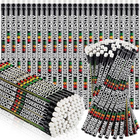 Gueevin 72 Pcs Black History Month Pencils Students Wood Pencils with Eraser School Pencils Bulk Stationery Pencil for Kids Office Classroom Gifts Party Favors in Saudi Arabia