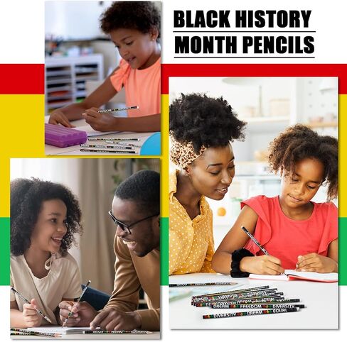 Gueevin 72 Pcs Black History Month Pencils Students Wood Pencils with Eraser School Pencils Bulk Stationery Pencil for Kids Office Classroom Gifts Party Favors in Saudi Arabia