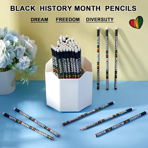 Gueevin 72 Pcs Black History Month Pencils Students Wood Pencils with Eraser School Pencils Bulk Stationery Pencil for Kids Office Classroom Gifts Party Favors in Saudi Arabia