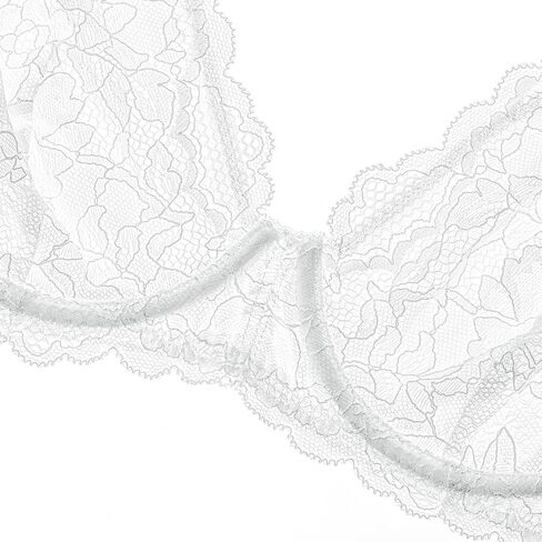 Deyllo Women's Sexy Lace Bra Non-Padded Underwire See Through Unlined Bra Mesh Sheer Plunge Low Cut Bralettes in Saudi Arabia