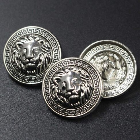 Tvoip 14Pcs Gold and Silver Vintage Antique Metal Blazer Button Set - 3D Lion Head - For Blazer, Suits, Sport Coat, Uniform in Saudi Arabia
