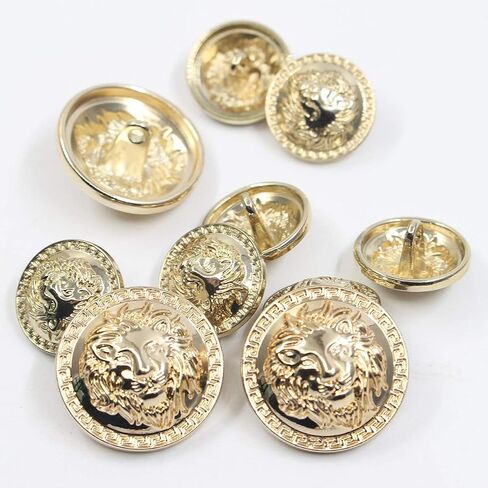 Tvoip 14Pcs Gold and Silver Vintage Antique Metal Blazer Button Set - 3D Lion Head - For Blazer, Suits, Sport Coat, Uniform in Saudi Arabia