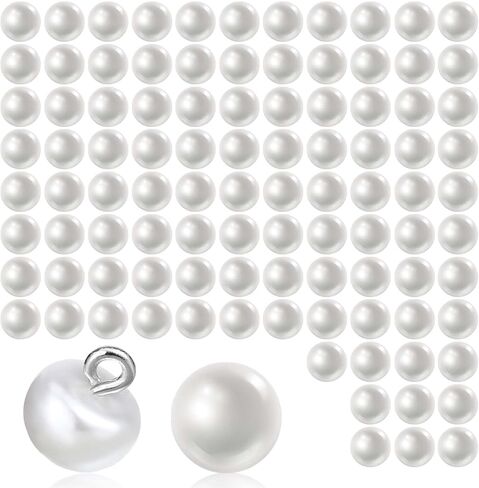 100 Pcs Pearl Buttons with Handle, Round White Mushroom Sewing Buttons, Plastic Decorative Buttons Half Spherical Pearl Buttons for Crafts Sewing Clothes, DIY Christm Sweater Shirt(White) in Saudi Arabia