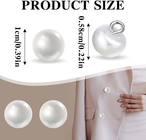 100 Pcs Pearl Buttons with Handle, Round White Mushroom Sewing Buttons, Plastic Decorative Buttons Half Spherical Pearl Buttons for Crafts Sewing Clothes, DIY Christm Sweater Shirt(White) in Saudi Arabia