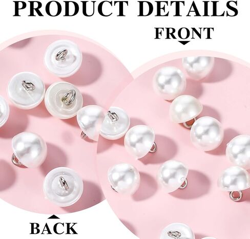 100 Pcs Pearl Buttons with Handle, Round White Mushroom Sewing Buttons, Plastic Decorative Buttons Half Spherical Pearl Buttons for Crafts Sewing Clothes, DIY Christm Sweater Shirt(White) in Saudi Arabia