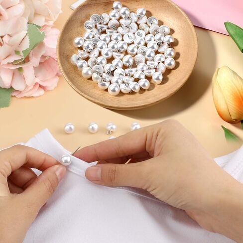 100 Pcs Pearl Buttons with Handle, Round White Mushroom Sewing Buttons, Plastic Decorative Buttons Half Spherical Pearl Buttons for Crafts Sewing Clothes, DIY Christm Sweater Shirt(White) in Saudi Arabia