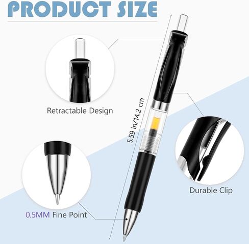 Geyoga 90 Pcs Gel Ink Pens Bulk Fine Point 0.5mm Metal Tip Retractable Gel Ballpoint Pens with Rubber Grip for Office Back to School(Black) in Saudi Arabia