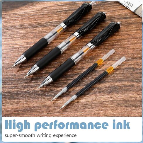 Geyoga 90 Pcs Gel Ink Pens Bulk Fine Point 0.5mm Metal Tip Retractable Gel Ballpoint Pens with Rubber Grip for Office Back to School(Black) in Saudi Arabia