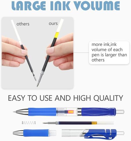Geyoga 90 Pcs Gel Ink Pens Bulk Fine Point 0.5mm Metal Tip Retractable Gel Ballpoint Pens with Rubber Grip for Office Back to School(Black) in Saudi Arabia