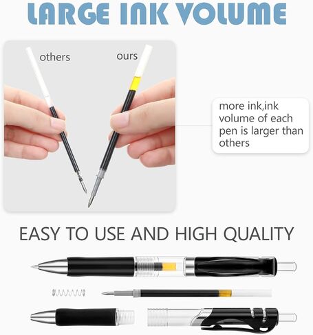 Geyoga 90 Pcs Gel Ink Pens Bulk Fine Point 0.5mm Metal Tip Retractable Gel Ballpoint Pens with Rubber Grip for Office Back to School(Black) in Saudi Arabia