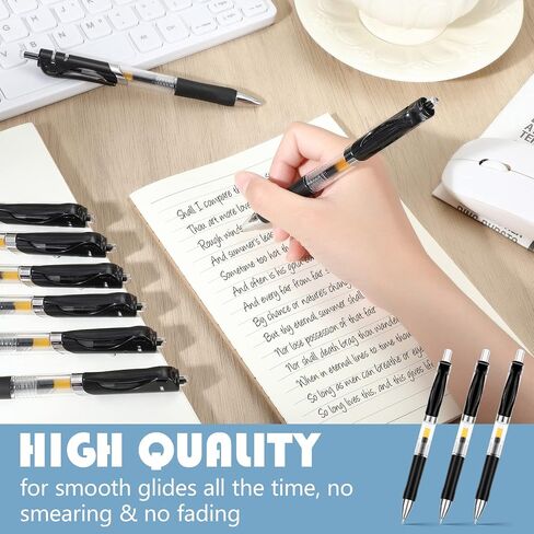 Geyoga 90 Pcs Gel Ink Pens Bulk Fine Point 0.5mm Metal Tip Retractable Gel Ballpoint Pens with Rubber Grip for Office Back to School(Black) in Saudi Arabia