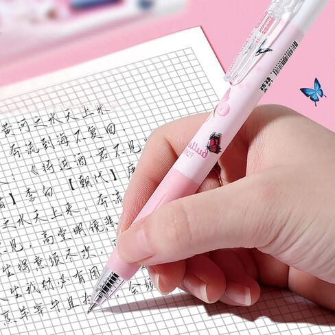4 قطع من أقلام الجل اللطيفة القابلة للسحب، أقلام الفراشة الكرتونية، 0.5 مم، قلم كتابة بالحبر الأسود، أقلام المدرسة المكتبية للنساء والفتيات والرجال والأولاد (4 قطع فراشة) in Kuwait
