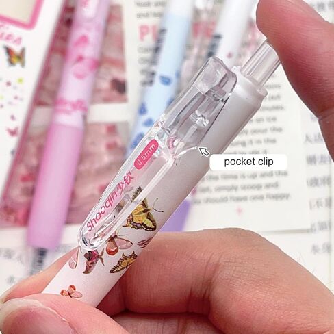 4 قطع من أقلام الجل اللطيفة القابلة للسحب، أقلام الفراشة الكرتونية، 0.5 مم، قلم كتابة بالحبر الأسود، أقلام المدرسة المكتبية للنساء والفتيات والرجال والأولاد (4 قطع فراشة) in Kuwait