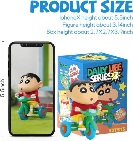 52TOYS تلوين شينشان الحياة اليومية سلسلة 3، 1 قطعة عمل الشكل لعبة تحصيل Kawaii الإبداعية هدية غرفة ديكور سطح المكتب الديكور 3.3 بوصة، هدية لحفلة عيد ميلاد in Kuwait