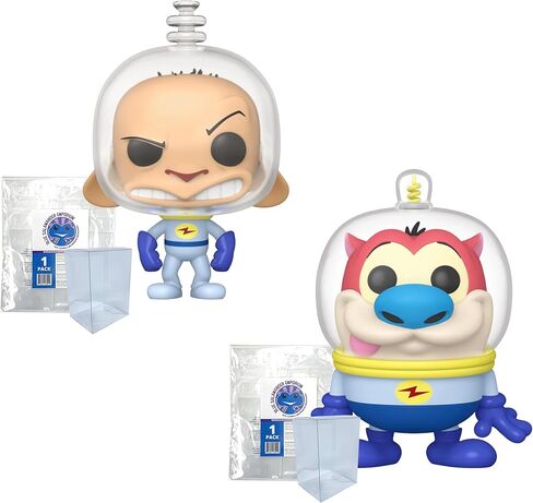 Space Madness: مجسمات Ren #1532 وStimpy #1533 Funko Pop من الفينيل مجمعة مع 2 حافظة حماية بلاستيكية من نوع السلمندر الأزرق Emporium in Kuwait