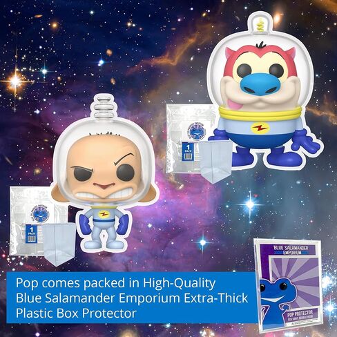 Space Madness: مجسمات Ren #1532 وStimpy #1533 Funko Pop من الفينيل مجمعة مع 2 حافظة حماية بلاستيكية من نوع السلمندر الأزرق Emporium in Kuwait