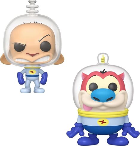 Space Madness: مجسمات Ren #1532 وStimpy #1533 Funko Pop من الفينيل مجمعة مع 2 حافظة حماية بلاستيكية من نوع السلمندر الأزرق Emporium in Kuwait