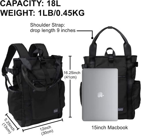 Unisex Laptop Tote Backpack Convertible Lightweight Nylon Water-Resistant Everyday Shoulder Tote bag Backpack with Water Bottle Pocket Work Travel, Army Green in Kuwait