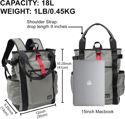 Unisex Laptop Tote Backpack Convertible Lightweight Nylon Water-Resistant Everyday Shoulder Tote bag Backpack with Water Bottle Pocket Work Travel, Army Green in Kuwait
