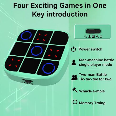 Tic Tac Toe Bolt Game, 4-in-1 Handheld Puzzle Game Console,Electronic Tic Tac Toe Game for Educational and Memory Growth, Portable Travel Games for Car Ride, Board Games for Kids and Adults(Cyan) in Saudi Arabia
