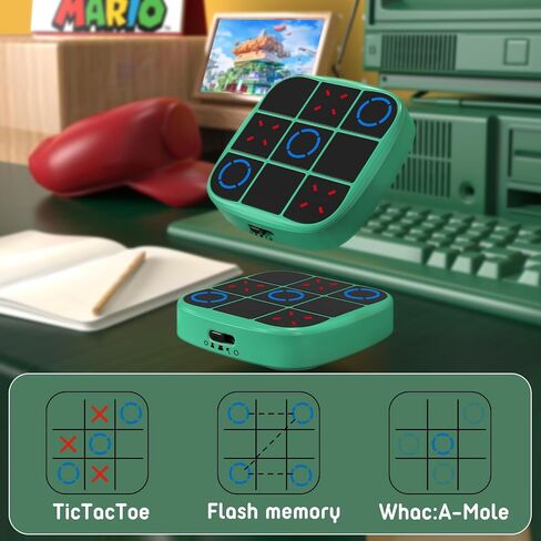 Tic Tac Toe Bolt Game, 4-in-1 Handheld Puzzle Game Console,Electronic Tic Tac Toe Game for Educational and Memory Growth, Portable Travel Games for Car Ride, Board Games for Kids and Adults(Cyan) in Saudi Arabia