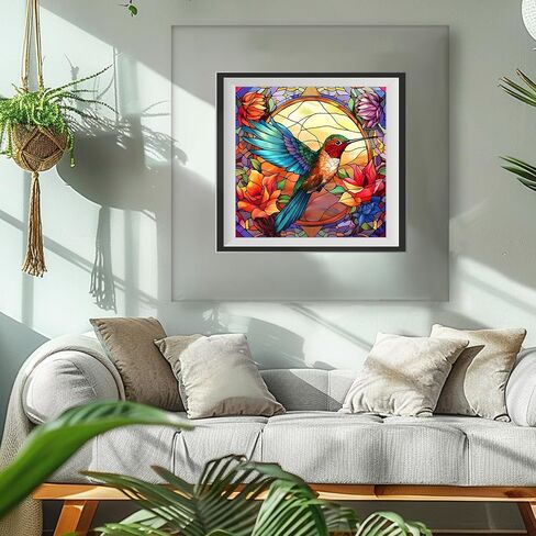 MAXBYE Hummingbirds Diamond Art Painting Kits for Adults Beginners, Red Flowers DIY Round 5D Diamond Art Kits for Adults, Full Drill Diamonds Gem Art Kits for Home Wall Decor 12x12inch in Saudi Arabia