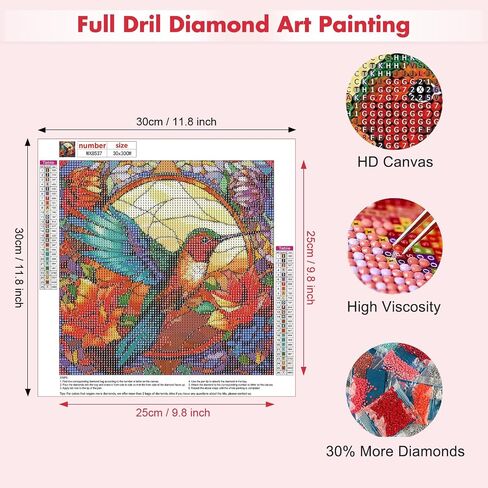 MAXBYE Hummingbirds Diamond Art Painting Kits for Adults Beginners, Red Flowers DIY Round 5D Diamond Art Kits for Adults, Full Drill Diamonds Gem Art Kits for Home Wall Decor 12x12inch in Saudi Arabia