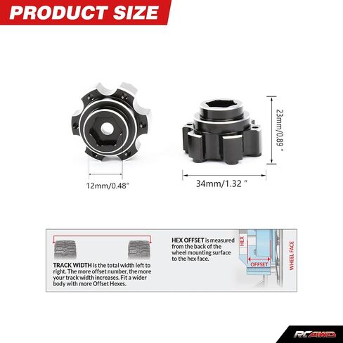 RCAWD for Pro-Line 1/10 6x30 إلى 12 مللي متر محولات سداسية لعجلة الألومنيوم (عريضة) ترقيات الأجزاء #PRO633701 in Saudi Arabia
