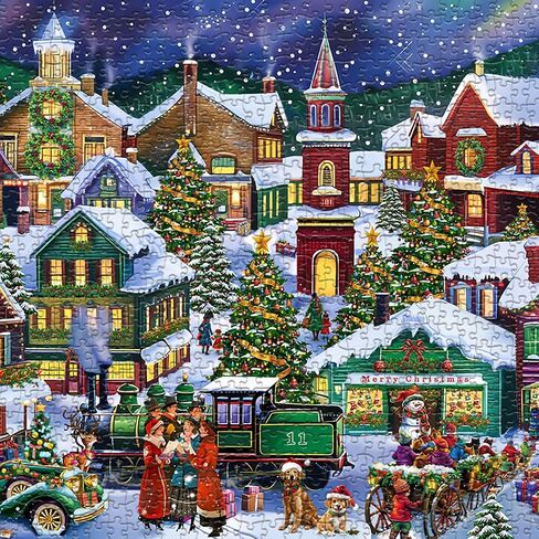 Christmas Puzzles for Adults 1000 Pieces, Christmas Vacation Puzzle Features Christmas Town Dog Santa Claus Snowman Tree, Xmas Winter Holiday Jigsaw Puzzles in Saudi Arabia