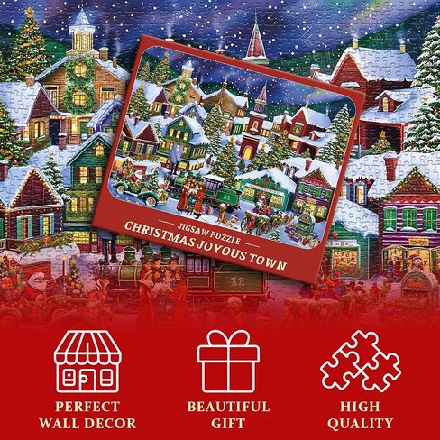 Christmas Puzzles for Adults 1000 Pieces, Christmas Vacation Puzzle Features Christmas Town Dog Santa Claus Snowman Tree, Xmas Winter Holiday Jigsaw Puzzles in Saudi Arabia