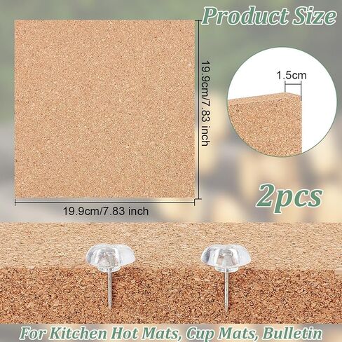 OLYCRAFT 2Pcs Square Bulletin Boards 7.9x7.9 Inch Self Adhesive Wood Cork Sheets 0.6 Inch Thick Square Cork Board Cork Tiles for Wall Decoration Party and DIY Crafts Supplies in Saudi Arabia