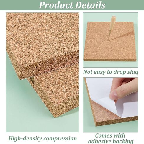 OLYCRAFT 2Pcs Square Bulletin Boards 7.9x7.9 Inch Self Adhesive Wood Cork Sheets 0.6 Inch Thick Square Cork Board Cork Tiles for Wall Decoration Party and DIY Crafts Supplies in Saudi Arabia