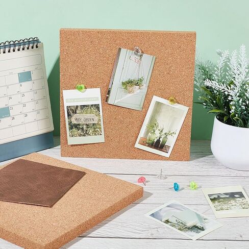 OLYCRAFT 2Pcs Square Bulletin Boards 7.9x7.9 Inch Self Adhesive Wood Cork Sheets 0.6 Inch Thick Square Cork Board Cork Tiles for Wall Decoration Party and DIY Crafts Supplies in Saudi Arabia