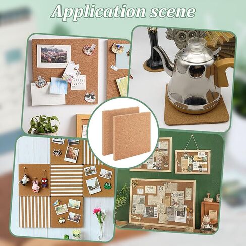 OLYCRAFT 2Pcs Square Bulletin Boards 7.9x7.9 Inch Self Adhesive Wood Cork Sheets 0.6 Inch Thick Square Cork Board Cork Tiles for Wall Decoration Party and DIY Crafts Supplies in Saudi Arabia