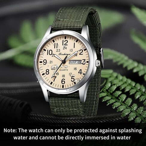 BOSHIYA Men's Military Tactical Field Watches Outdoor Sports/Work Watch Waterproof Analogue Quartz Watches Minimalist Lightweight Nylon Watch - Imported Japanese Movement/40mm Waterproof/Date Display in Saudi Arabia