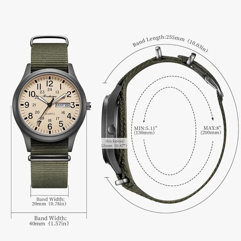 BOSHIYA Men's Military Tactical Field Watches Outdoor Sports/Work Watch Waterproof Analogue Quartz Watches Minimalist Lightweight Nylon Watch - Imported Japanese Movement/40mm Waterproof/Date Display in Saudi Arabia