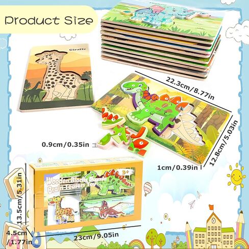 Wooden Puzzles for Toddlers 1-3, 6-Piece Toddler Puzzles Contains Dinosaur/Car Types, Toddler Toys for Age 1 2 3, Toddler for Boys and Girls (Cars) in Saudi Arabia
