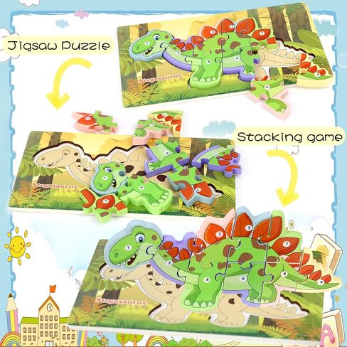 Wooden Puzzles for Toddlers 1-3, 6-Piece Toddler Puzzles Contains Dinosaur/Car Types, Toddler Toys for Age 1 2 3, Toddler for Boys and Girls (Cars) in Saudi Arabia