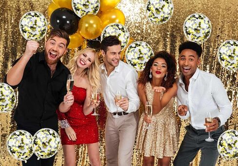 50pcs Gold Black Foil Confetti Balloons,12 inch Latex Balloon with Gold Black Confetti Inside for Birthday Family Party Graduation Decorations in Kuwait