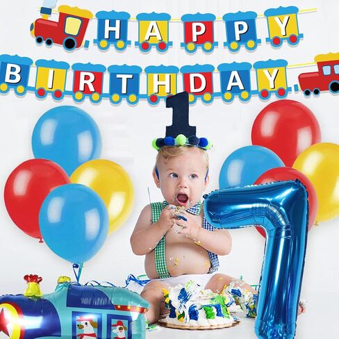 JOPARY Train 7th Birthday Decorations,Train 7 Years Old Birthday Party Supplies With Number 6 Foil Balloons, Train Birthday Banner, Latex Balloons For Kids Train Birthday Party Decoration in Saudi Arabia